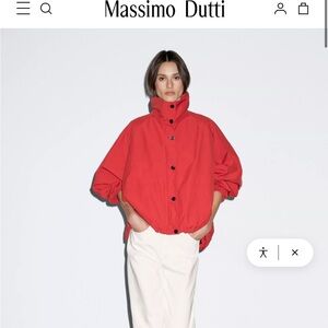 Massimo Dutti viral funnelneck jacket red S